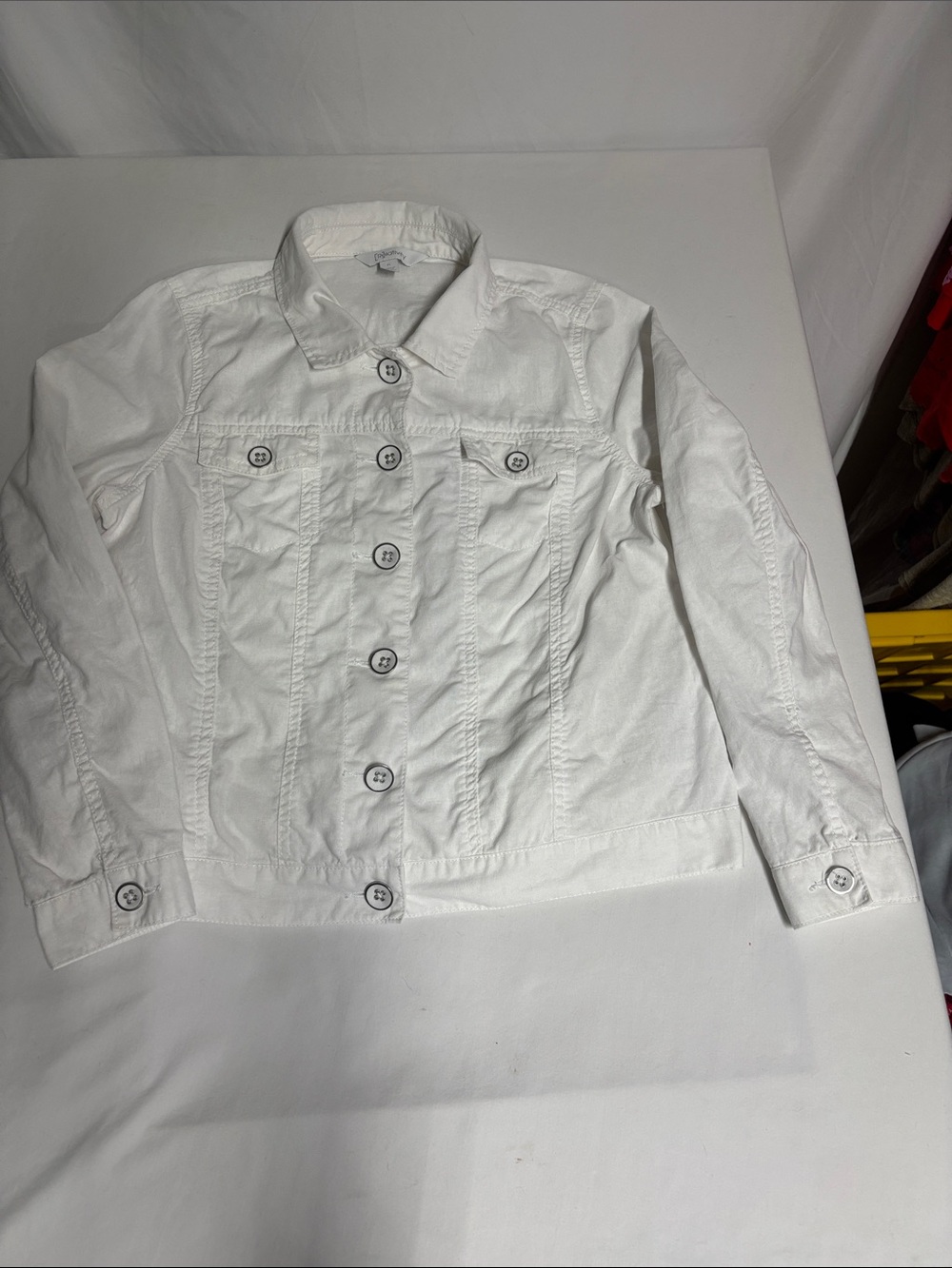 Relativity White Linen Cotton Trucker Jacket Women’s PL Petite Large